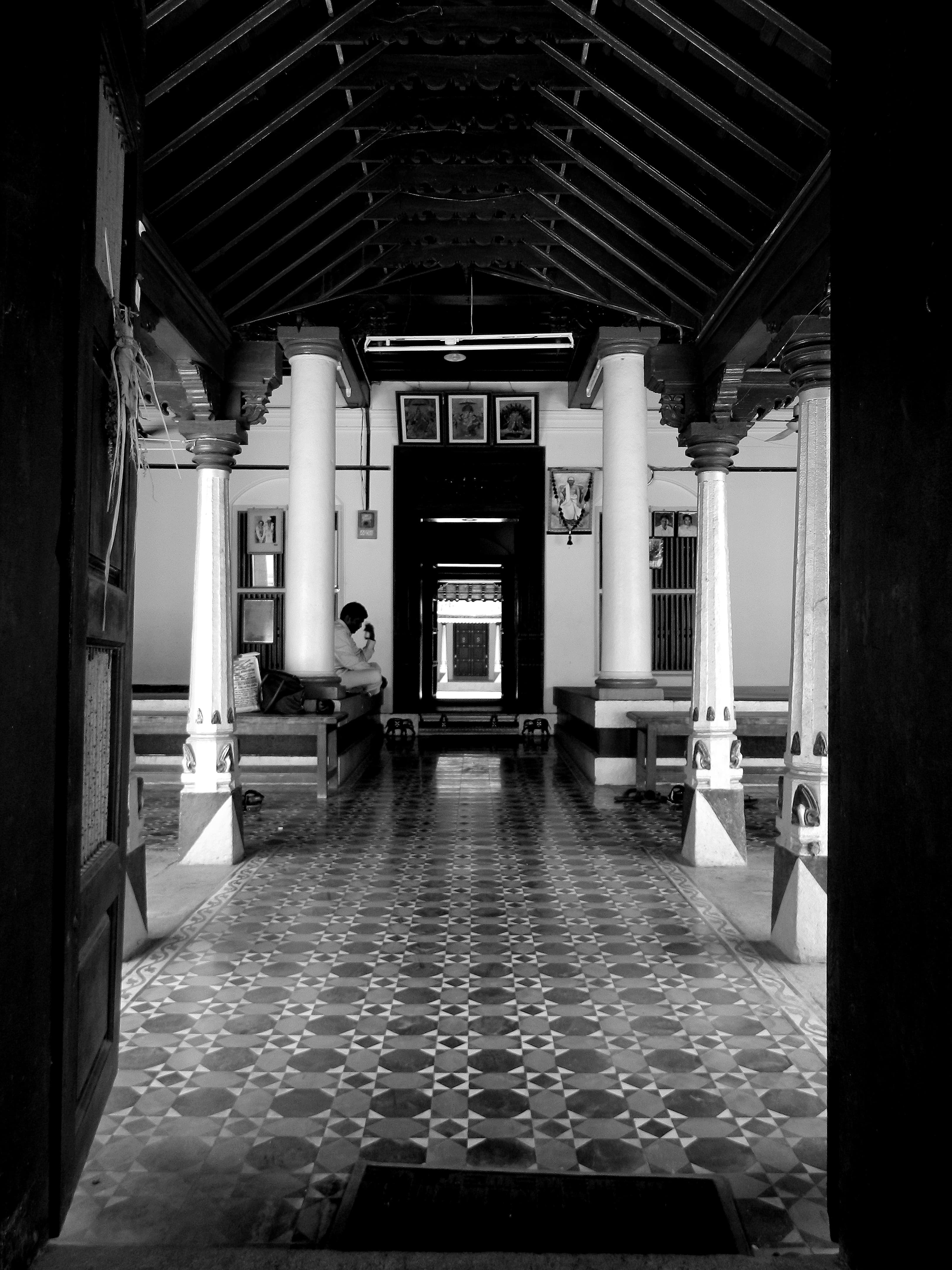 Facade and hall of a traditional Chettinad heritage house in Tamil Nadu