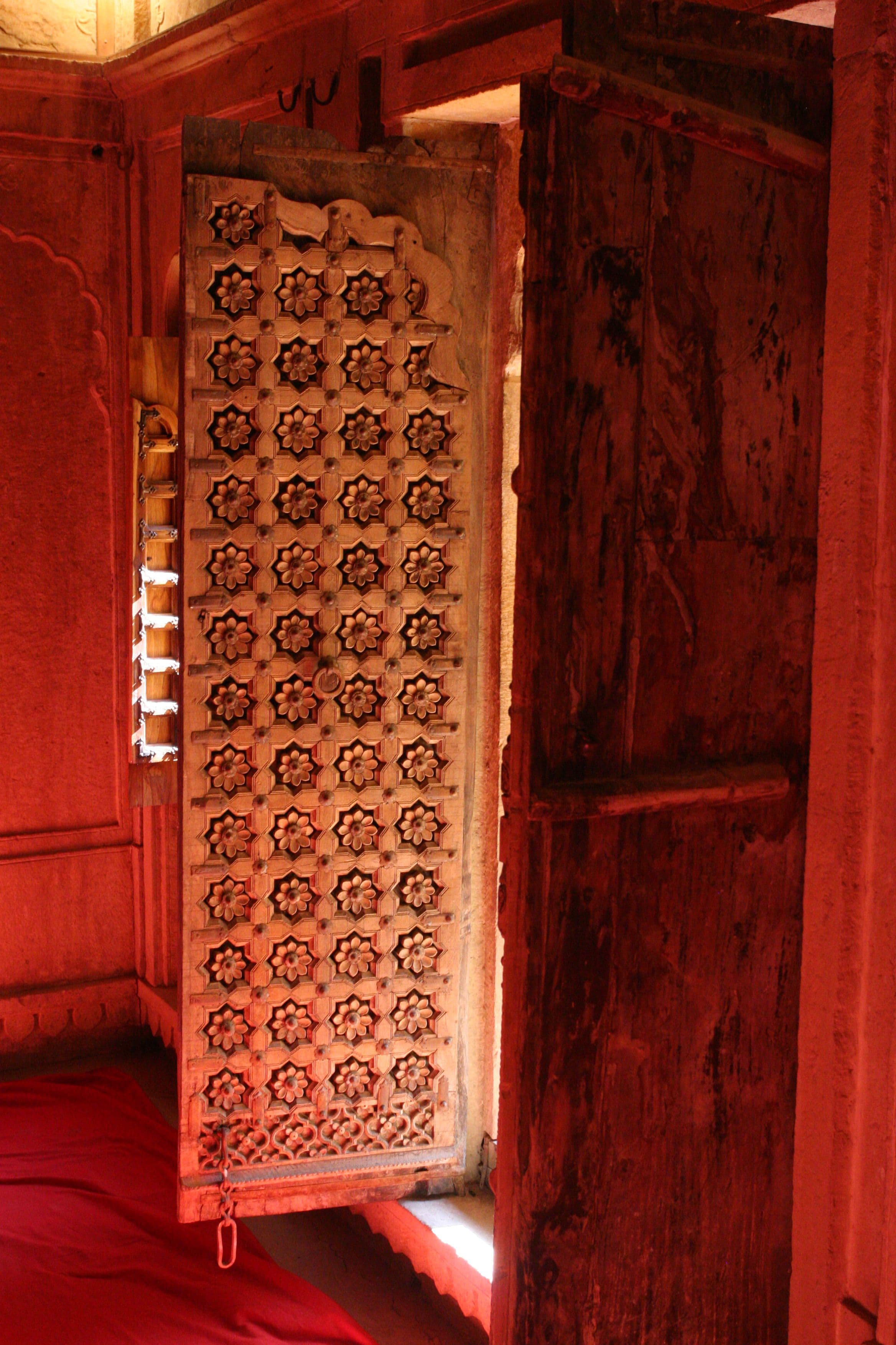 Carved sandstone doorway at Patwa haveli in Jaisalmer, Rajasthan